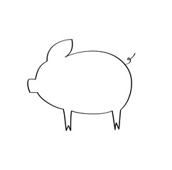Logo pig. Line piggy. Pork. Vector illustration on white background. Symbol 2019
