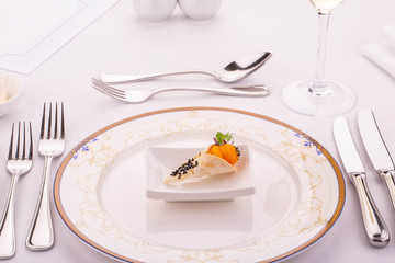 Cream from pumpkin, moves in a horn with sesame