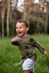 Happy smiling child running
