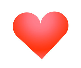 Red heart isolated on white background