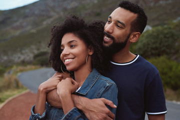 Attractive african american couple smiling
