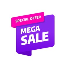 Sale banner template design, Mega sale best offer. End of season. Vector illustration.