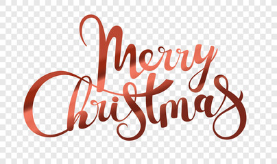 Merry Christmas logo isolated on transparent background. Xmas holiday lettering inscription. Merry Christmas script calligraphy vector illustration