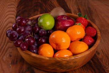 Fruit bamboo bawl filled with variety of fruit