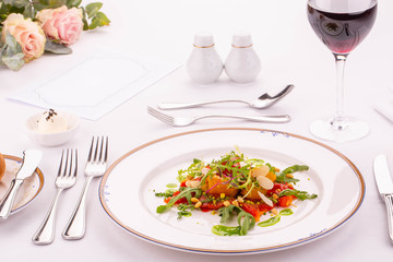 Karpacho from baked pepper, moves with a glass of red wine