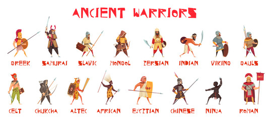 Ancient Warriors Set - obrazy, fototapety, plakaty
