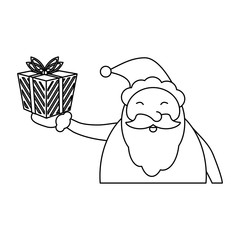 Christmas santa claus cartoon black and white