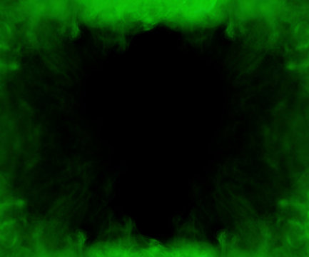 Frame From Green Smoke Over Black Background 