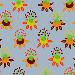 Fototapeta na wymiar Imaginative colourful flower. Seamless repeating pattern for graphic designs, wallpapers, scrapbooking, textiles, stationery, home decor, as a background or texture. This is a vector pattern