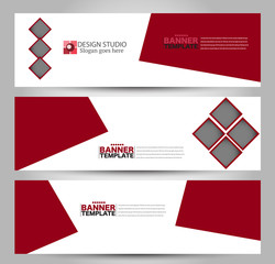 Banner template. Abstract background for design,  business, education, advertisement. Red color. Vector  illustration.