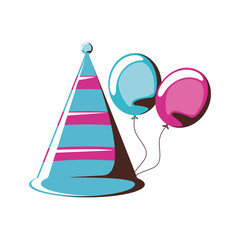 party hat decorative with balloons air helium