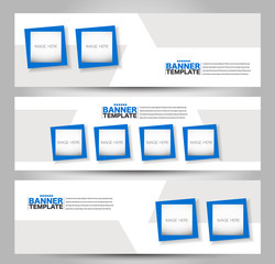 Banner template. Abstract background for design,  business, education, advertisement. Blue color. Vector  illustration.