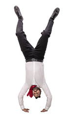man upside down