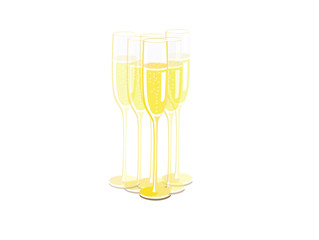 Vector image of blurred champagne glasses