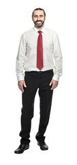 smiling businessman on white