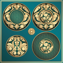 Golden ornate decorative design elements