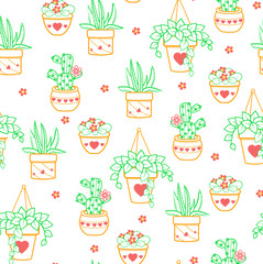 Seamless pattern  houseplant