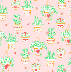 Seamless pattern  houseplant  background