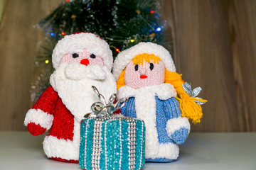 Christmas toys Santa Claus and Snow Maiden. New Year.