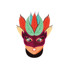 head of woman carnival dancer with mask