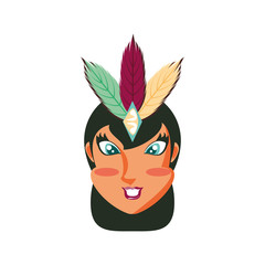 head of woman carnival dancer with mask