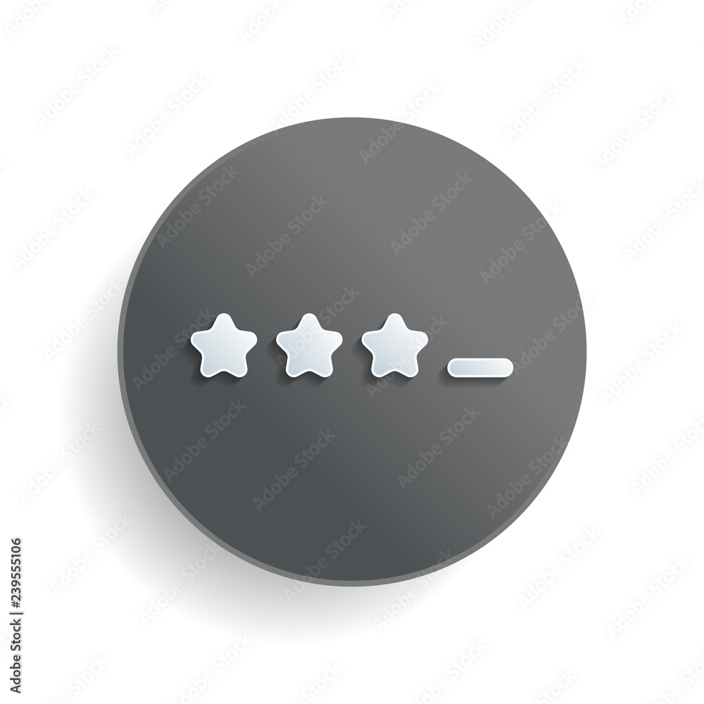 Poster pin code interface. simple icon. white paper symbol on gray round button or badge with shadow