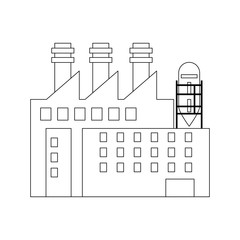 Factory industry building isolated black and white
