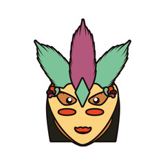 head of woman carnival dancer with mask