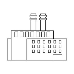 Factory industry building isolated black and white
