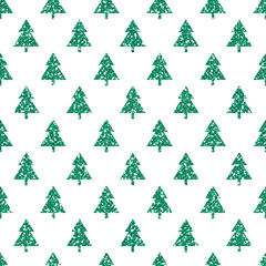 Endless Christmas Pattern with Christmas Trees - Vector - Glitter