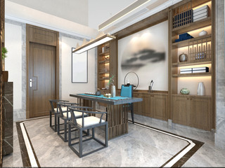 3d render working office room