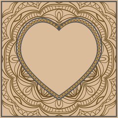 Creative Background with heart and floral ornament. Template for Valentine's Day. Vector illustration. For design, print