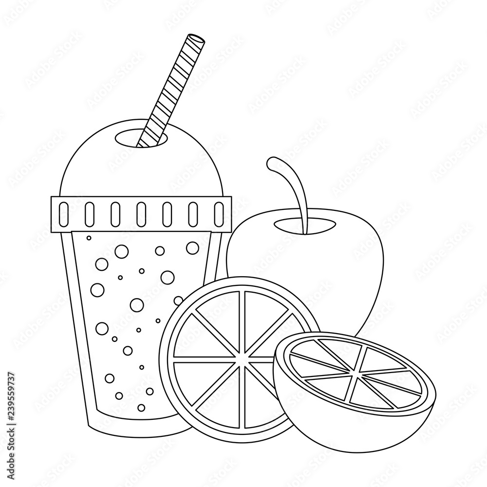 Poster fruit juice and smoothie in black and white