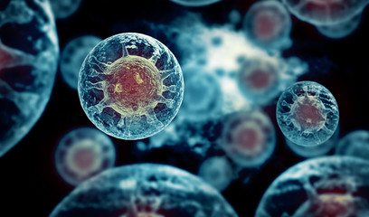 Virus bacteria cells background - obrazy, fototapety, plakaty