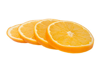 Fresh organic orange fruit slice isolated on the white. Tropical exotic food.