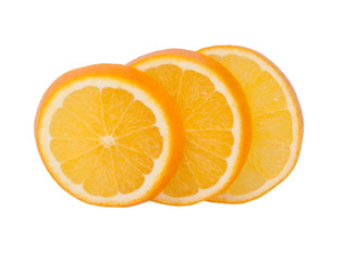 Fresh organic orange fruit slice isolated on the white. Tropical exotic food.