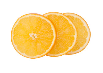 Fresh organic orange fruit slice isolated on the white. Tropical exotic food.