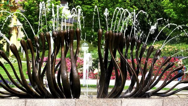 Marianske Lazne, Czechia . The Caroline Spring fountain perfectly complement the park's architecture, which is one of the tourist attractions for tourists coming here.