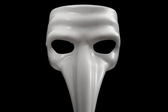 Mask With Long Nose Is Isolated On Black