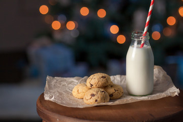Christmas cookies with milk for Santa Claus