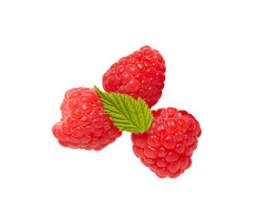 Raspberry isolated on white background. Fresh ripe raspberries.