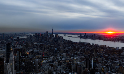 Fototapeta premium Sunset downtown manhattan new york city