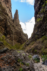 Waterfall in the end of Barranco del Infierno hiking trail.