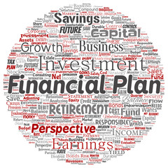 Obraz premium Vector conceptual business or personal financial plan round circle red finance strategy word cloud isolated background. Collage of income, money investment, future retirement security concept design