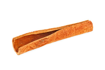 Cinnamon stick spice isolated on white background, closeup.
