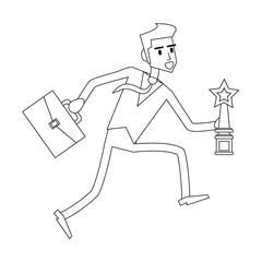 Businessman successful cartoon in black and white