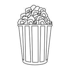 Pop corn in striped bucket in black and white