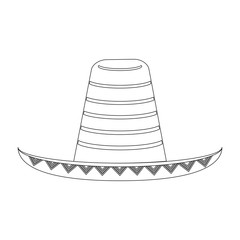 mexican hat symbol cartoon in black and white