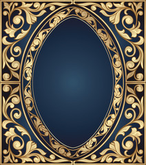 Golden ornate decorative vintage card