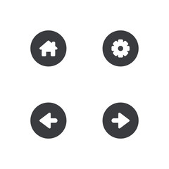 Navigation button icon set. Vector circle icon. Browser navigation button. Forward back setting home icon. Element for design mobile app interface or website